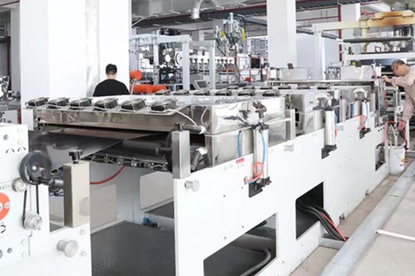 Sky blue seedling tray production site